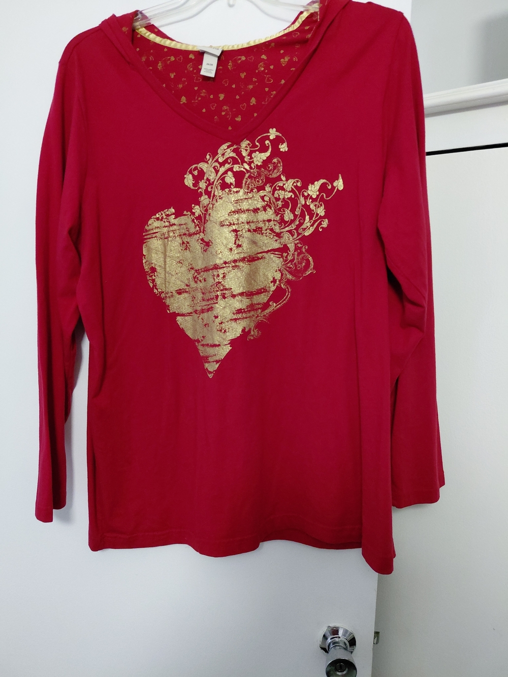 Venezia Pink Top with Gold Heart Print